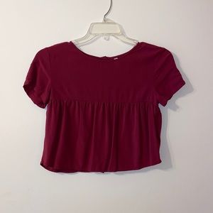 Burgundy Button Up Crop Top